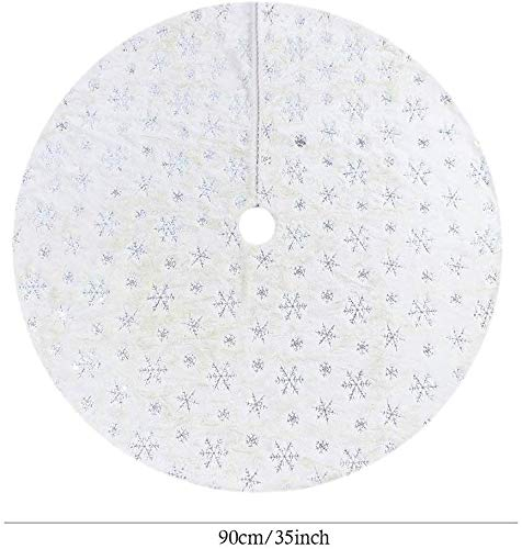 Foto 5 pulgar | Falda Para Árbol De Navidad Amidaky, Piel Sintética Blanca, 90 Cm De Diámetro - Venta Internacional.