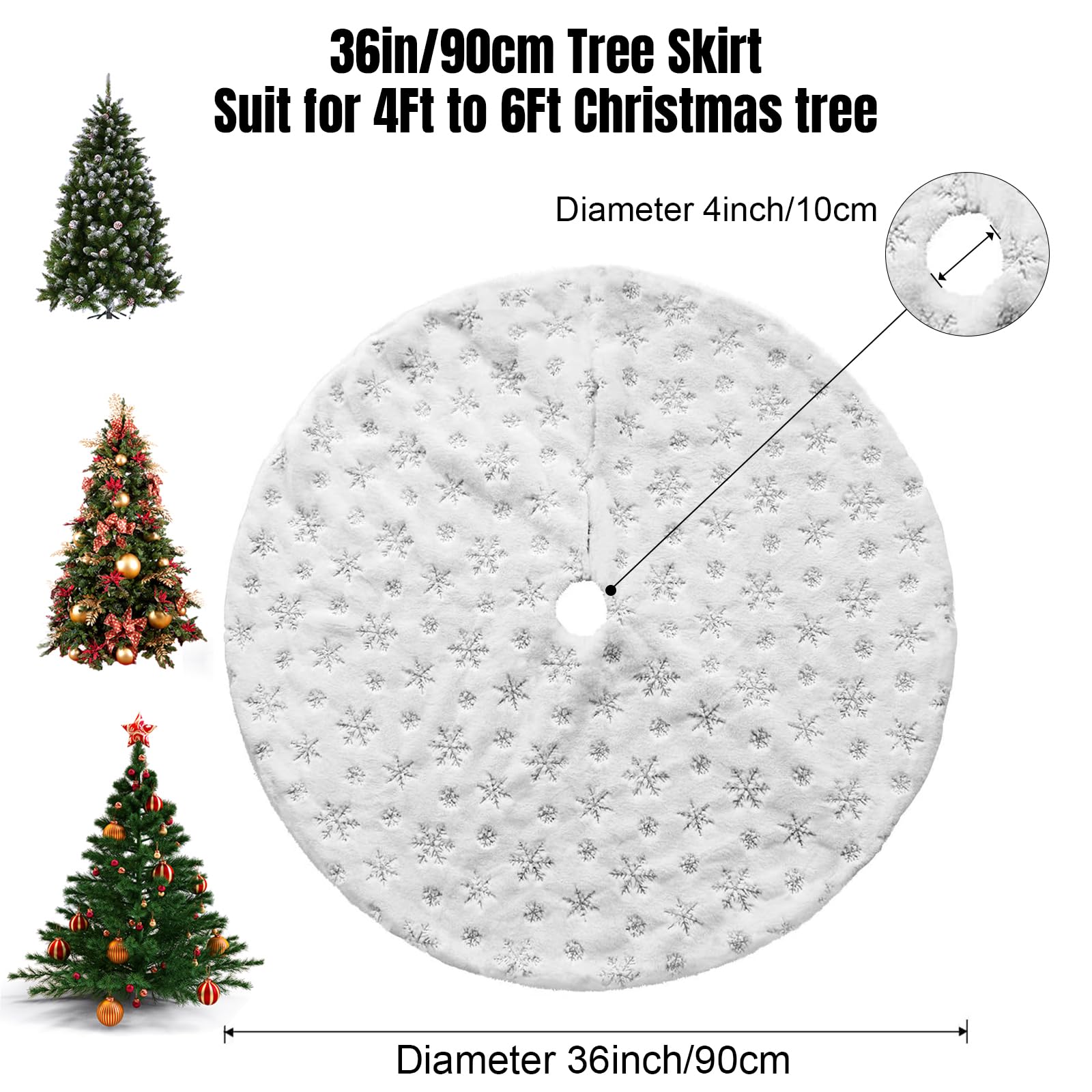 Foto 6 pulgar | Falda Dremisland Para Árbol De Navidad, Piel Sintética Blanca, 90 Cm - Venta Internacional.