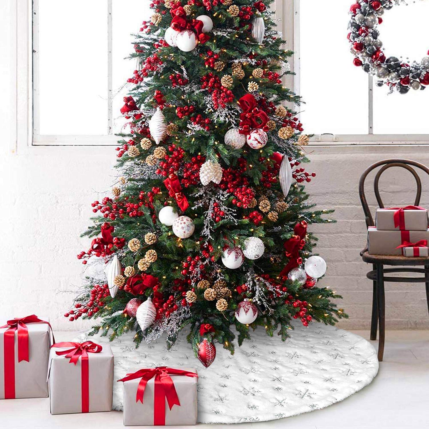 Foto 7 pulgar | Falda Dremisland Para Árbol De Navidad, Piel Sintética Blanca, 90 Cm - Venta Internacional.