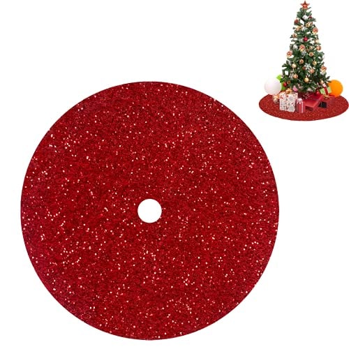 Falda Para Árbol De Navidad Fuhsy Con Lentejuelas De Terciopelo Rojo, 90 Cm De Diámetro - Venta Internacional. $644