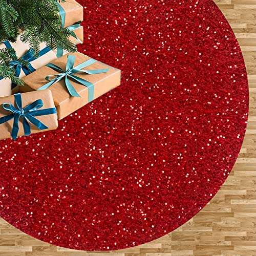 Foto 2 pulgar | Falda De Árbol De Navidad Fuhsy De Terciopelo Rojo De 53 Cm De Diámetro - Venta Internacional.