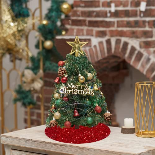 Foto 5 pulgar | Falda De Árbol De Navidad Fuhsy De Terciopelo Rojo De 53 Cm De Diámetro - Venta Internacional.