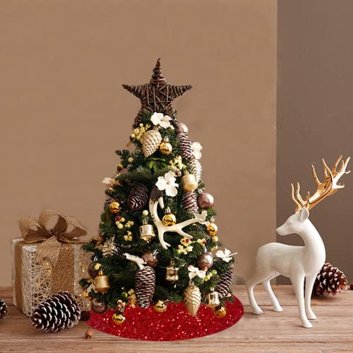 Foto 6 pulgar | Falda De Árbol De Navidad Fuhsy De Terciopelo Rojo De 53 Cm De Diámetro - Venta Internacional.