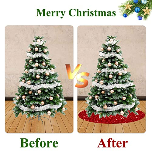 Foto 7 | Falda De Árbol De Navidad Fuhsy De Terciopelo Rojo De 53 Cm De Diámetro - Venta Internacional.