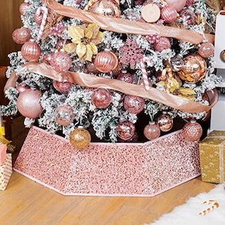 Foto 1 | Collar Para Árbol De Navidad Con Lentejuelas De Navidad, 85 Cm, Oro Rosa - Venta Internacional.