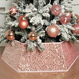 Foto 4 | Collar Para Árbol De Navidad Con Lentejuelas De Navidad, 85 Cm, Oro Rosa - Venta Internacional.