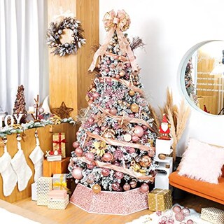 Foto 6 | Collar Para Árbol De Navidad Con Lentejuelas De Navidad, 85 Cm, Oro Rosa - Venta Internacional.