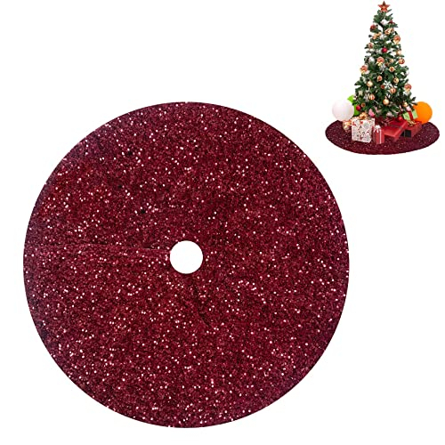 Foto 3 pulgar | Falda Para Árbol De Navidad Fuhsy, Terciopelo Metalizado, Color Burdeos, 117 Cm - Venta Internacional.