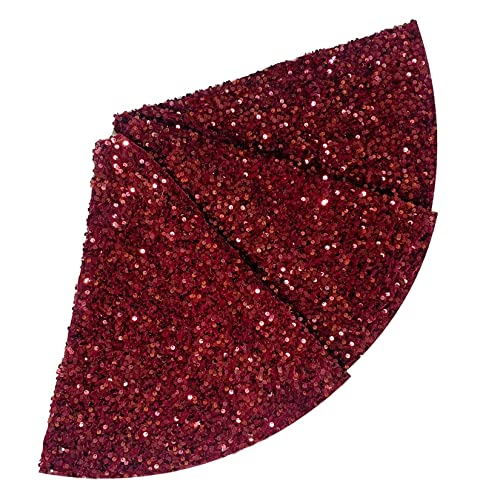 Foto 8 pulgar | Falda Para Árbol De Navidad Fuhsy, Terciopelo Metalizado, Color Burdeos, 117 Cm - Venta Internacional.