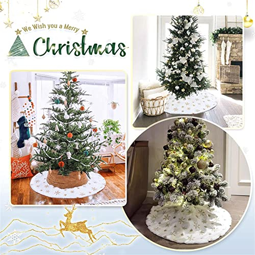 Foto 3 | Falda B-cool Para Árbol De Navidad, De Felpa Sintética, Color Blanco, 91 Cm, Color Dorado - Venta Internacional.