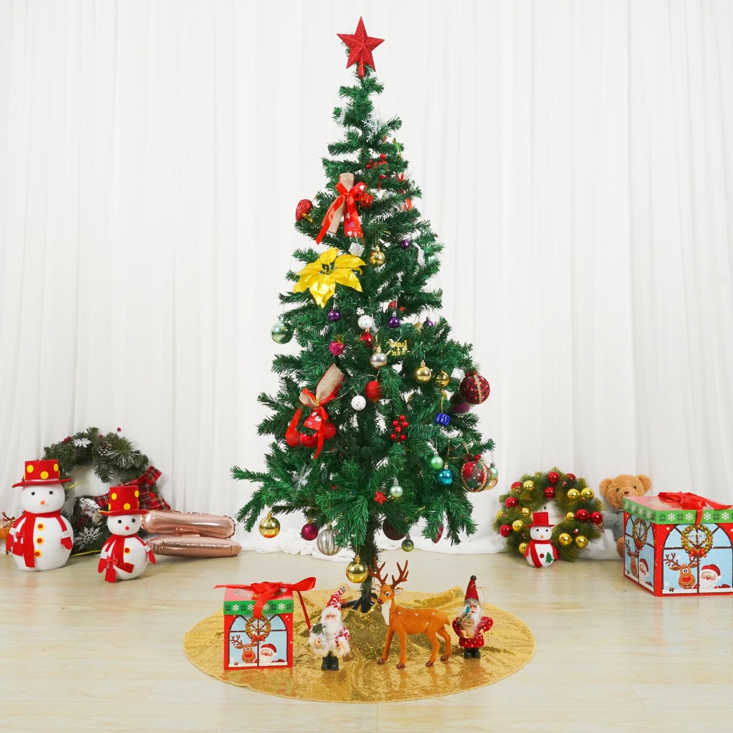 Foto 3 | Falda Con Forma De Árbol De Navidad Poise3ehome, Lentejuelas Doradas, 127 Cm De Diámetro - Venta Internacional.