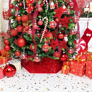 Foto 1 | Collar Para Árbol De Navidad Con Lentejuelas Xmasexp, 85 Cm, Color Rojo - Venta Internacional.