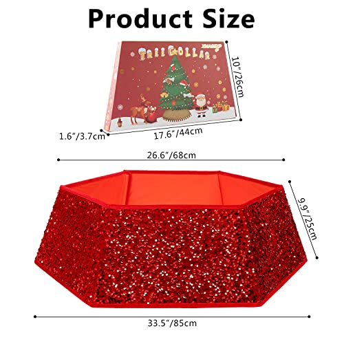 Foto 4 pulgar | Collar Para Árbol De Navidad Con Lentejuelas Xmasexp, 85 Cm, Color Rojo - Venta Internacional.