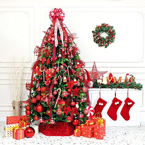 Foto 7 pulgar | Collar Para Árbol De Navidad Con Lentejuelas Xmasexp, 85 Cm, Color Rojo - Venta Internacional.