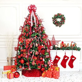 Foto 6 | Collar Para Árbol De Navidad Con Lentejuelas Xmasexp, 85 Cm, Color Rojo - Venta Internacional.