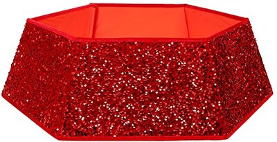 Foto 7 | Collar Para Árbol De Navidad Con Lentejuelas Xmasexp, 85 Cm, Color Rojo - Venta Internacional.