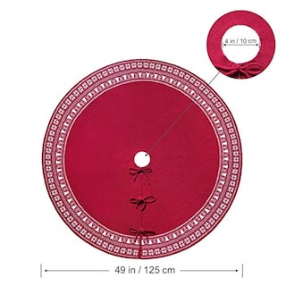 Foto 3 | Falda De Árbol De Navidad Dremisland Tejida Con Forma De Copo De Nieve De 48 Pulgadas, Color Rojo - Venta Internacional