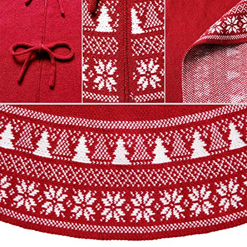 Foto 5 pulgar | Falda De Árbol De Navidad Dremisland Tejida Con Forma De Copo De Nieve De 48 Pulgadas, Color Rojo - Venta Internacional