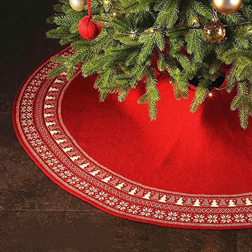Foto 6 pulgar | Falda De Árbol De Navidad Dremisland Tejida Con Forma De Copo De Nieve De 48 Pulgadas, Color Rojo - Venta Internacional