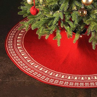 Foto 5 | Falda De Árbol De Navidad Dremisland Tejida Con Forma De Copo De Nieve De 48 Pulgadas, Color Rojo - Venta Internacional