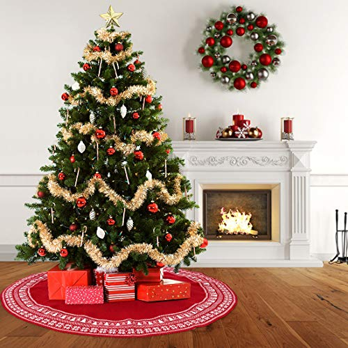 Foto 7 pulgar | Falda De Árbol De Navidad Dremisland Tejida Con Forma De Copo De Nieve De 48 Pulgadas, Color Rojo - Venta Internacional