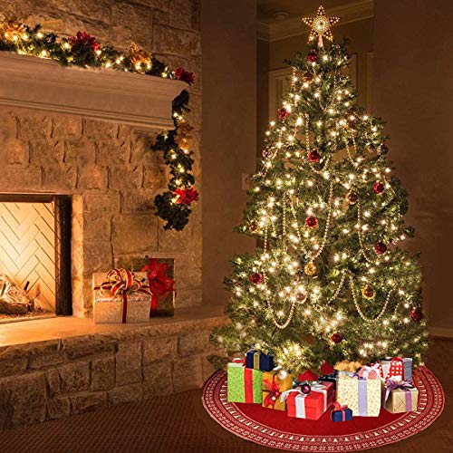 Foto 7 | Falda De Árbol De Navidad Dremisland Tejida Con Forma De Copo De Nieve De 48 Pulgadas, Color Rojo - Venta Internacional