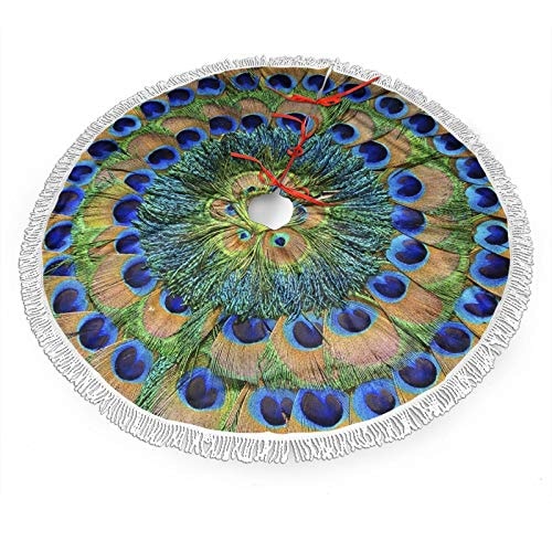 Falda Con Forma De Árbol De Navidad Freehotu, Círculo, Plumas De Pavo Real, 122 Cm - Venta Internacional. $840