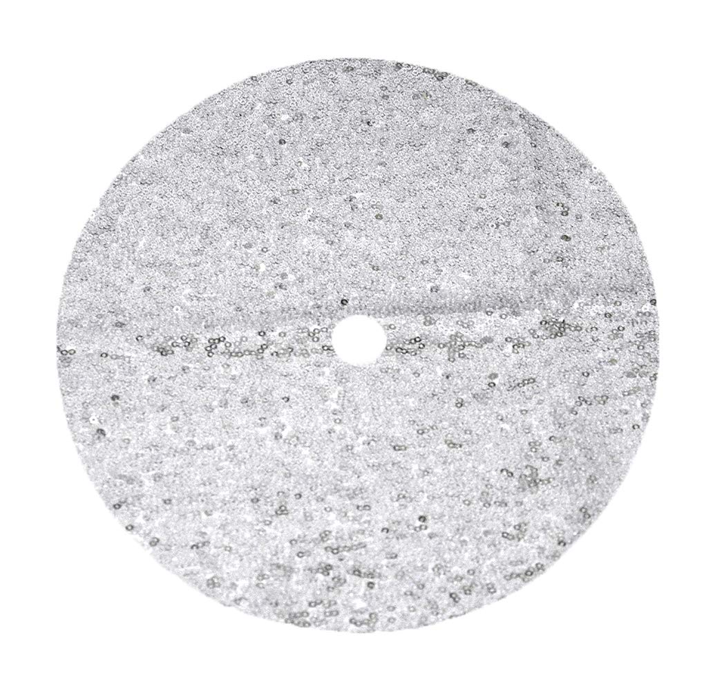 Foto 2 pulgar | Falda Para Árbol De Navidad Duobao, Lentejuelas Plateadas, 91 Cm De Diámetro - Venta Internacional.