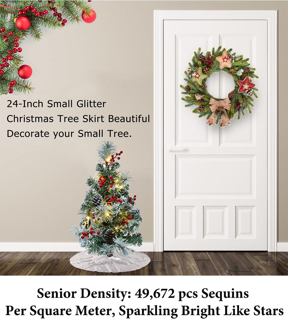 Foto 4 pulgar | Falda Para Árbol De Navidad Duobao, Lentejuelas Plateadas, 91 Cm De Diámetro - Venta Internacional.