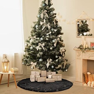 Foto 6 | Falda De Árbol De Navidad Amidaky De Piel Sintética Negra Con Copo De Nieve Dorado - Venta Internacional.