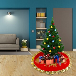 Foto 4 | Faldón Para Árbol De Navidad Huoguo Rojo Con Borde Dorado Con Volantes, 90 Cm - Venta Internacional.