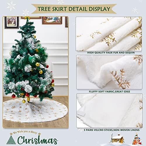 Foto 4 pulgar | Falda B-cool Para Árbol De Navidad, Piel Sintética, Lentejuelas, 60 Cm, Color Blanco - Venta Internacional.