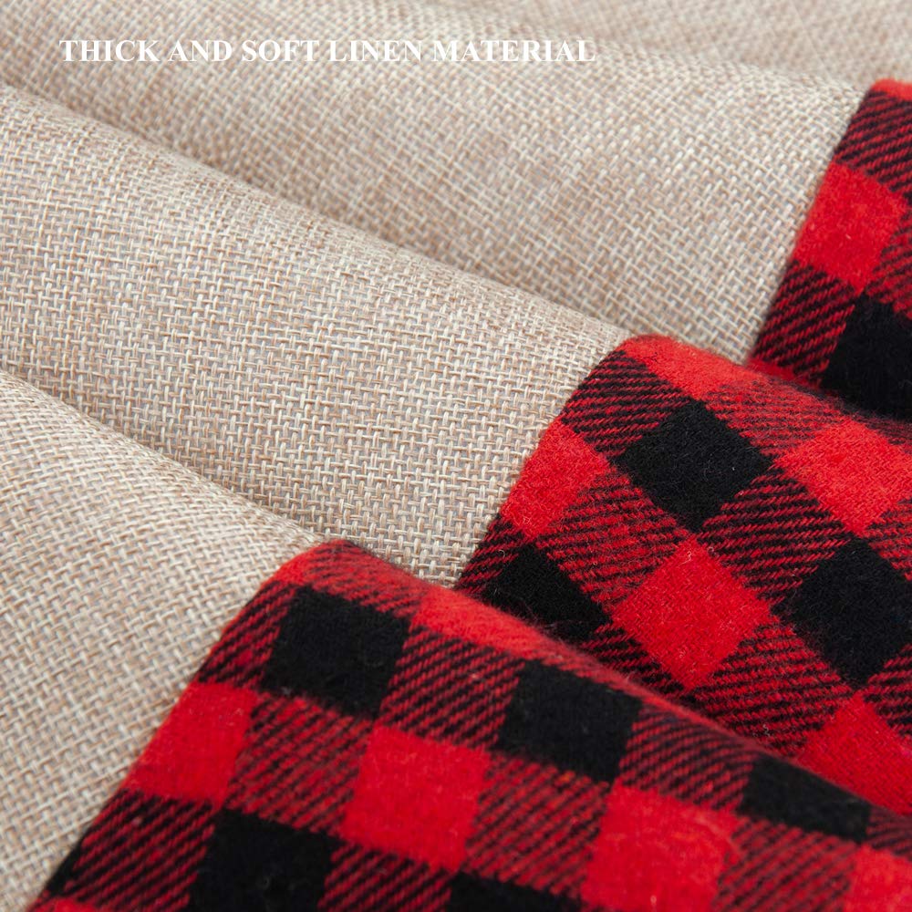 Foto 7 pulgar | Falda De Arpillera S-deal De Lino Con Diseño De Árbol De Navidad, 122 Cm, Con Tela Escocesa Roja - Venta Internacional.