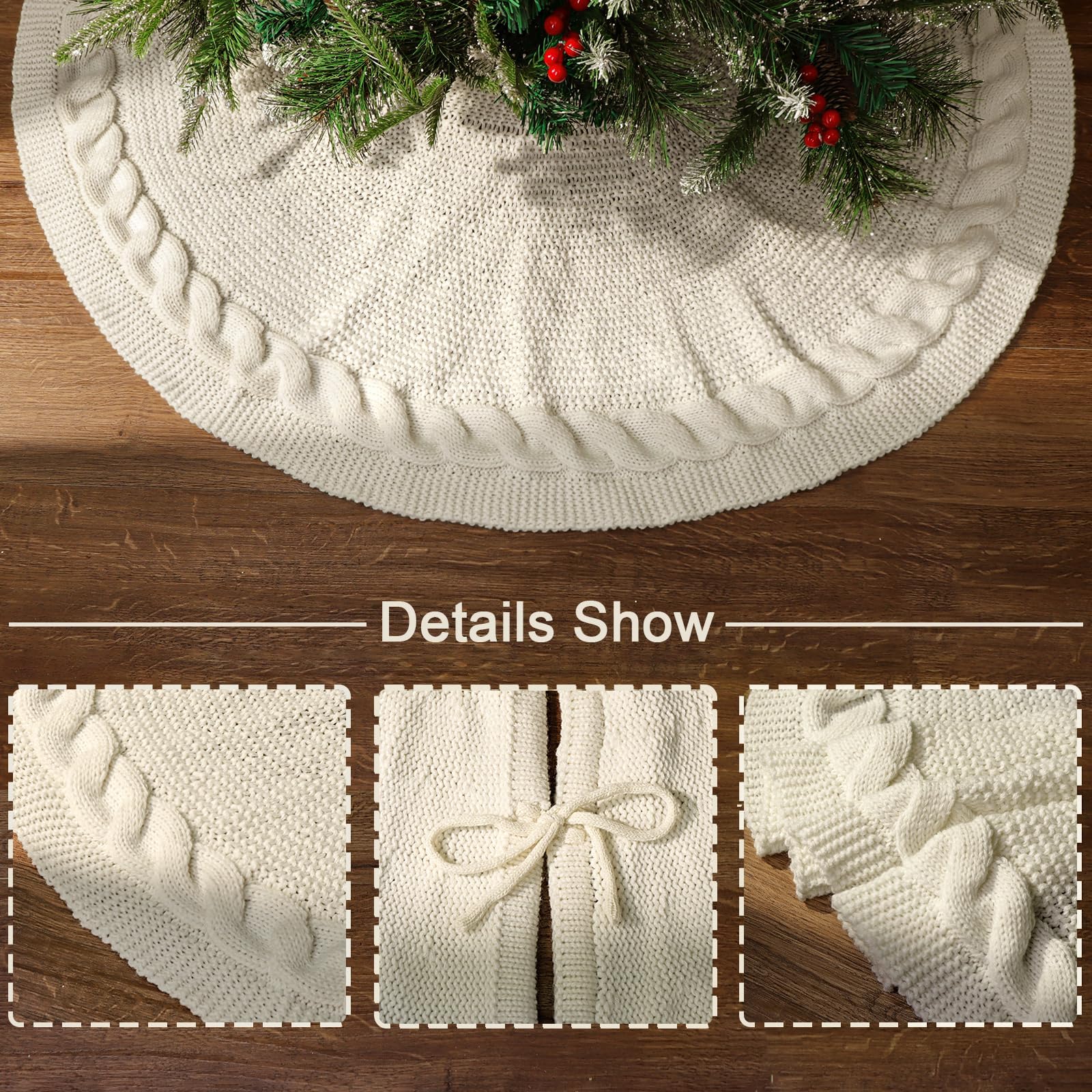 Foto 4 pulgar | Falda Para Árbol De Navidad Limbridge, Color Blanco Crema, 91 Cm, Tejido - Venta Internacional.