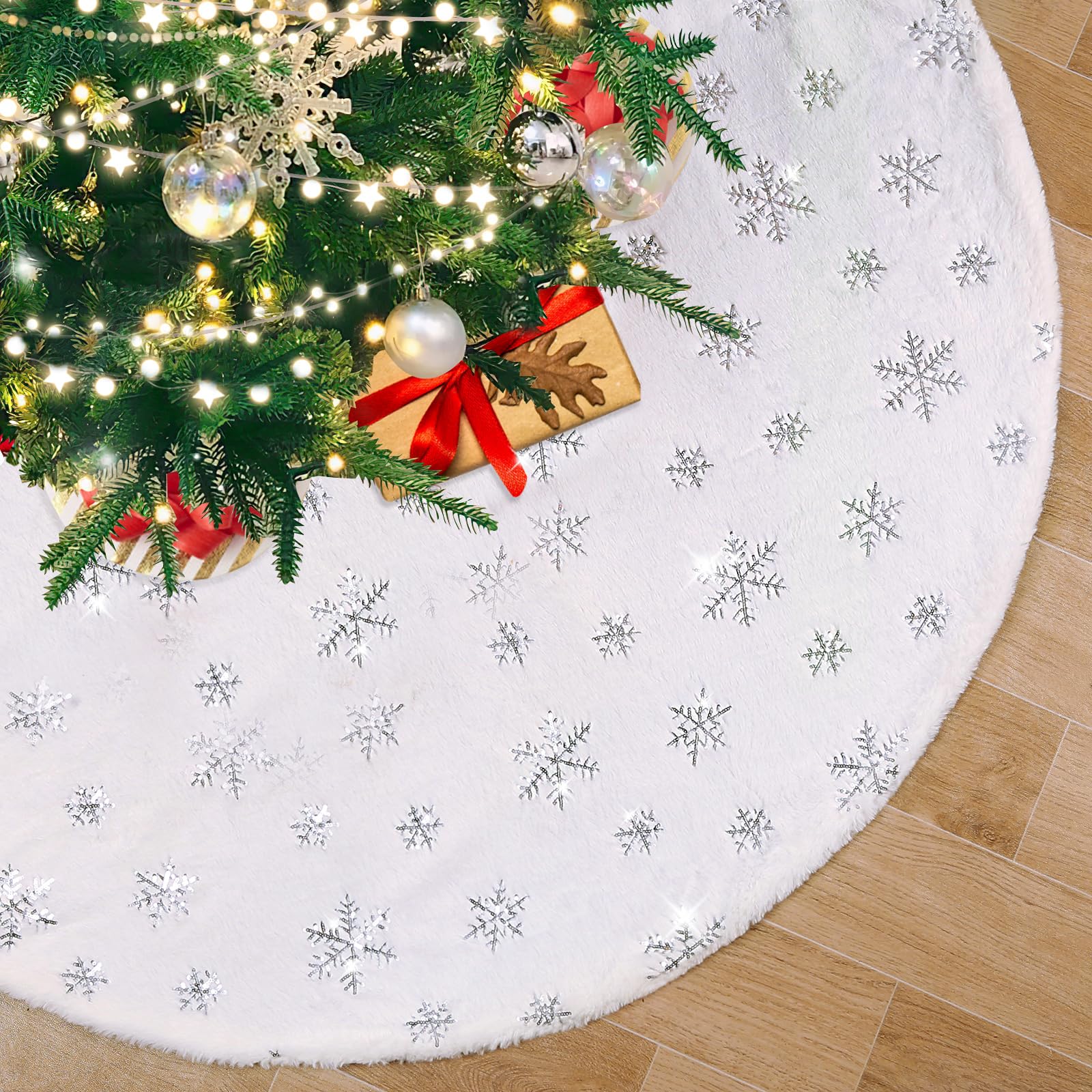 Foto 1 | Falda Para Árbol De Navidad Queendream, Piel Sintética Blanca, 90 Cm - Venta Internacional.