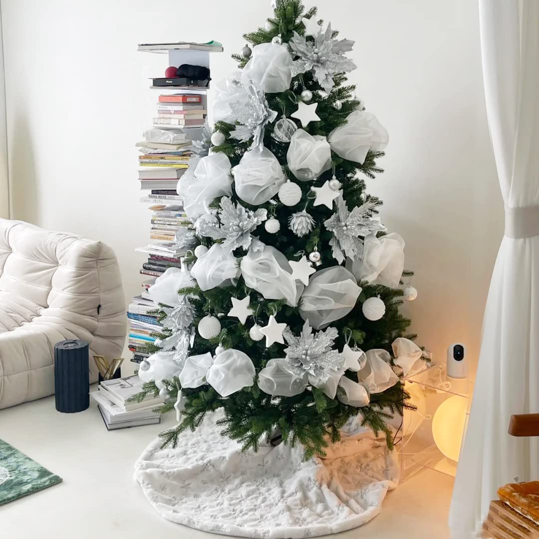 Foto 3 pulgar | Falda Para Árbol De Navidad Queendream, Piel Sintética Blanca, 90 Cm - Venta Internacional.