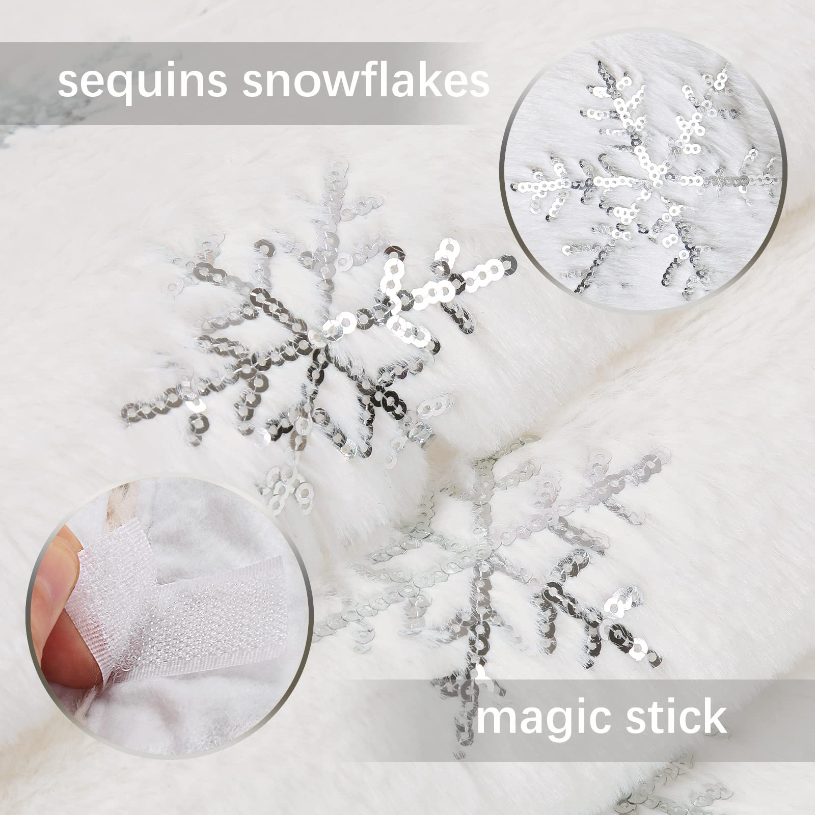 Foto 4 pulgar | Falda Para Árbol De Navidad Queendream, Piel Sintética Blanca, 90 Cm - Venta Internacional.