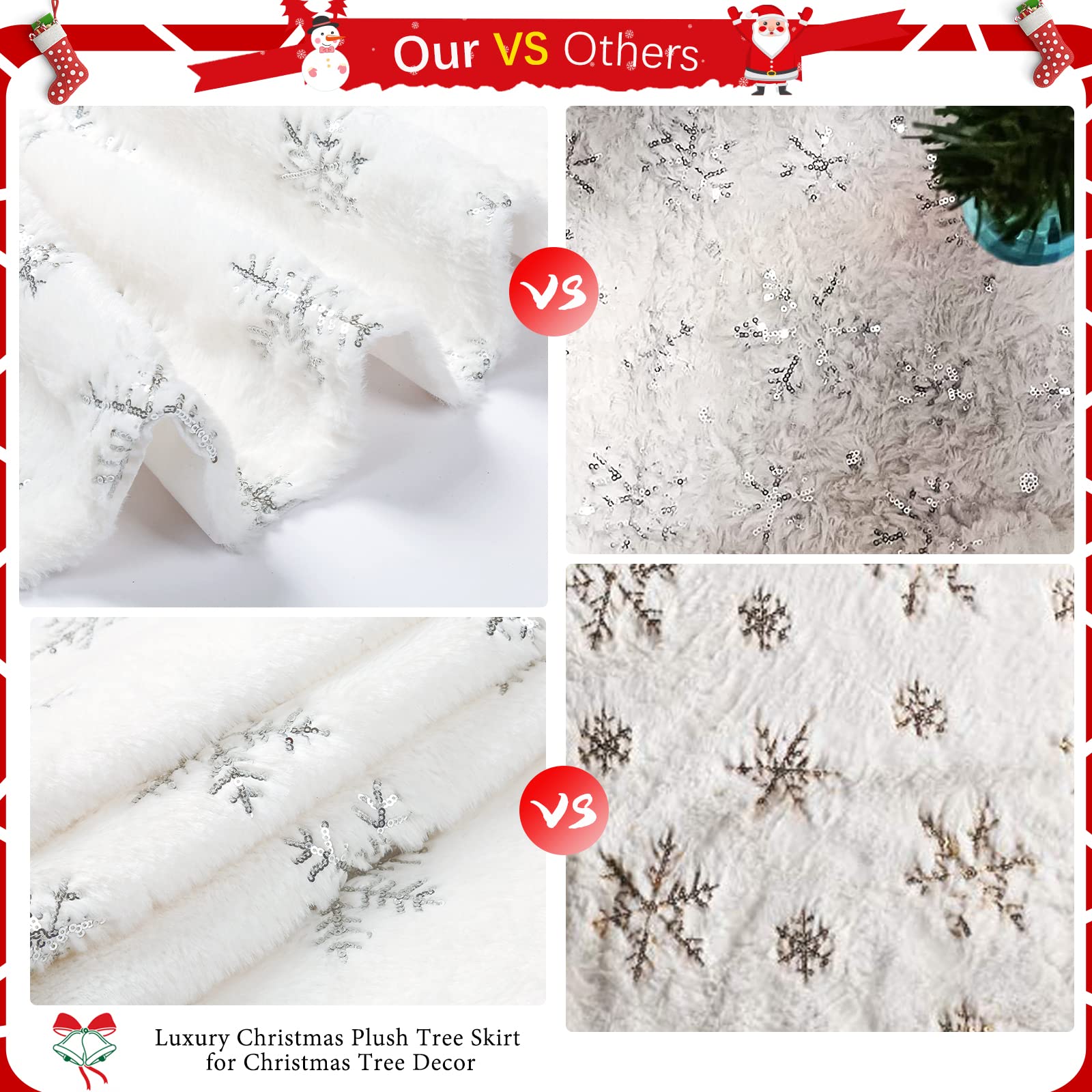 Foto 5 | Falda Para Árbol De Navidad Queendream, Piel Sintética Blanca, 90 Cm - Venta Internacional.