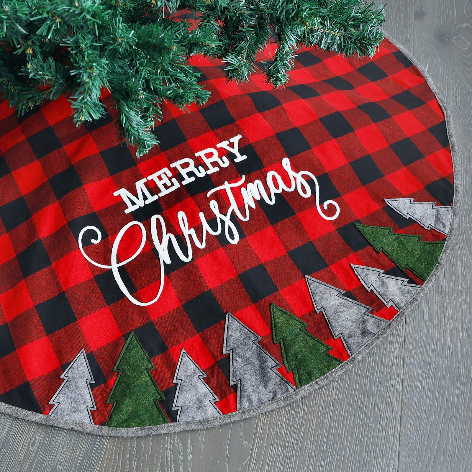 Falda Juegoal Soft Plaid Para Árbol De Navidad, 48 Pulgadas, Rojo/negro - Venta Internacional. $745