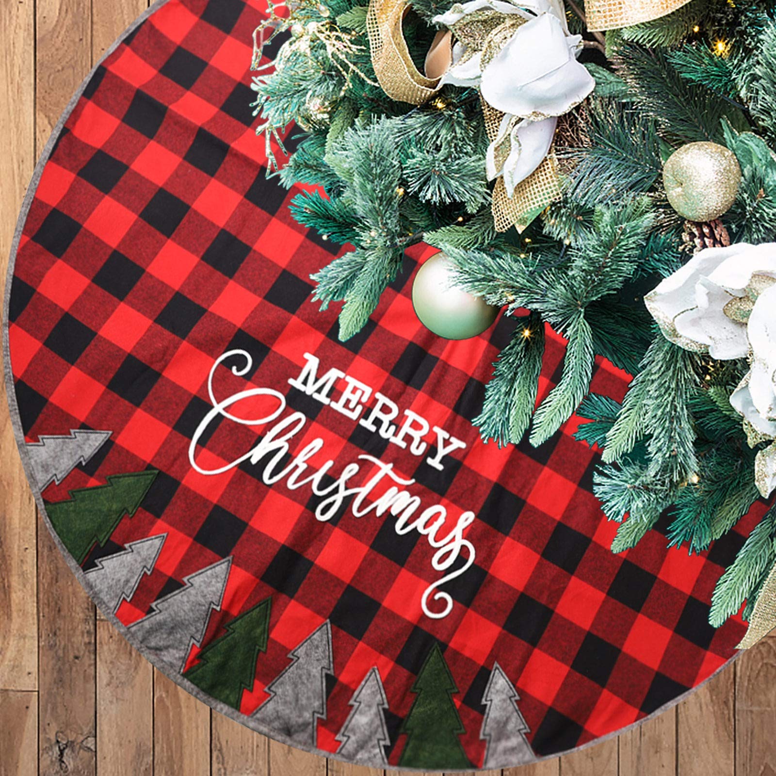 Foto 8 pulgar | Falda Juegoal Soft Plaid Para Árbol De Navidad, 48 Pulgadas, Rojo/negro - Venta Internacional.