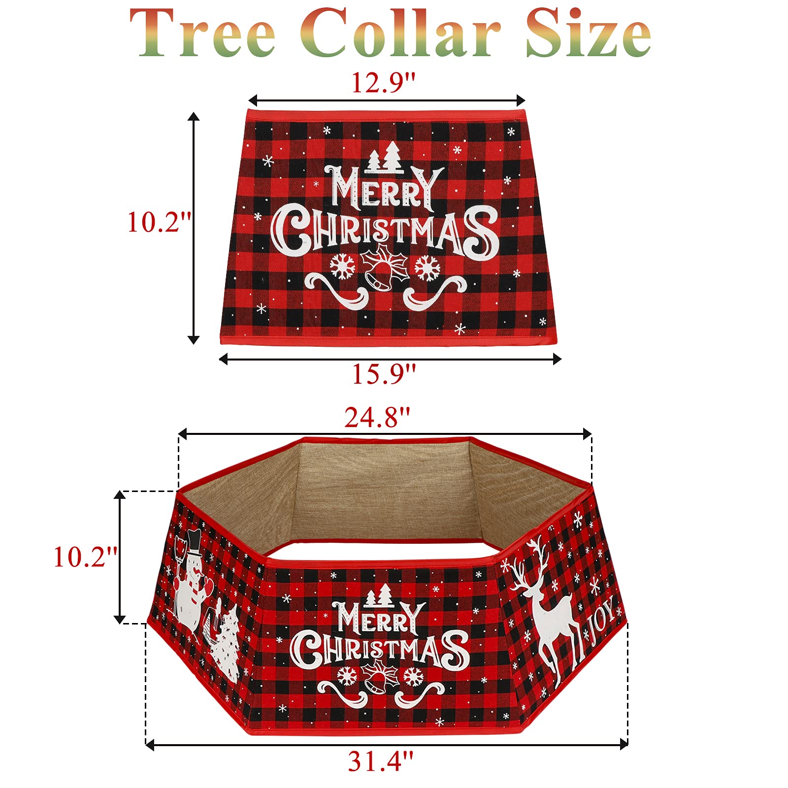 Foto 2 | Collar De Árbol De Navidad Con Diseño Hexagonal A Cuadros De Búfalo Cálido - Venta Internacional.