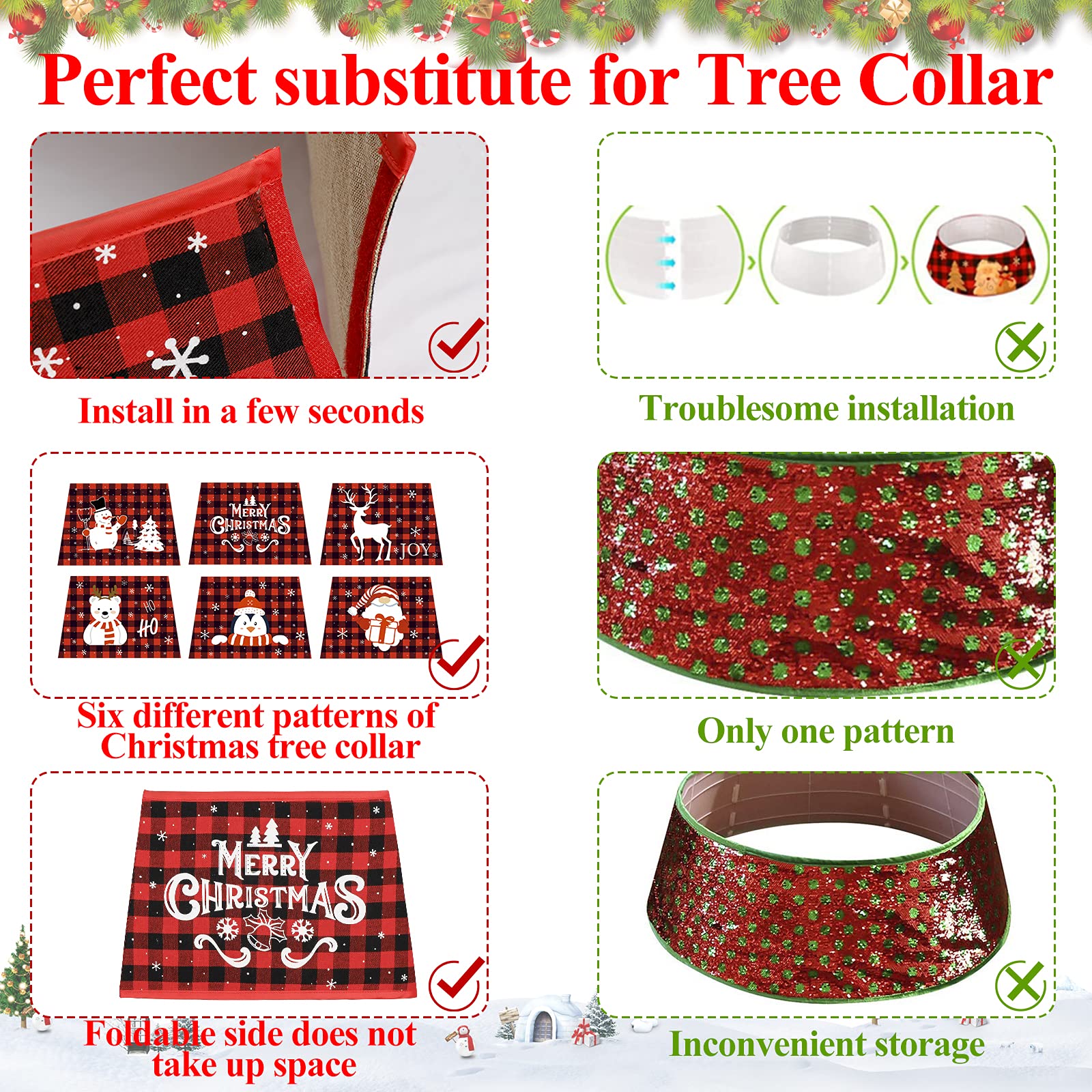 Foto 5 | Collar De Árbol De Navidad Con Diseño Hexagonal A Cuadros De Búfalo Cálido - Venta Internacional.
