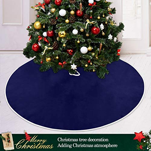 Foto 7 pulgar | Faldón Para Árbol Qilmy Christmas, 120 Cm, Gamuza Azul Marino, Poliéster - Venta Internacional.