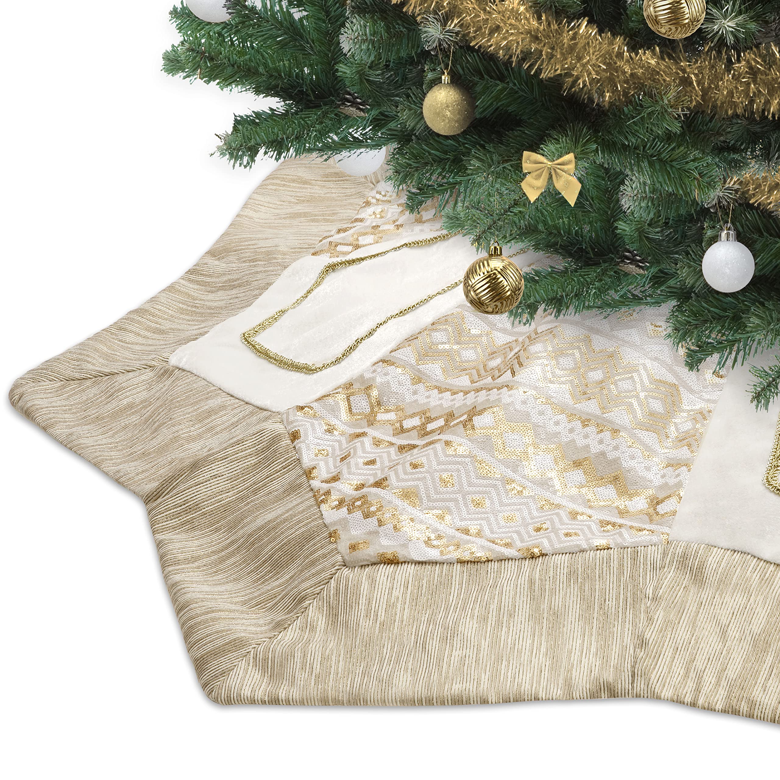 Foto 2 pulgar | Faldón Para Árbol De Navidad Valery Madelyn, 150 Cm, Diseño En Oro Blanco - Venta Internacional.