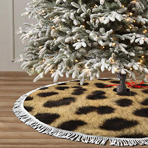Foto 2 pulgar | Falda De Árbol De Navidad Ghygty Con Estampado Animal De Leopardo, 90 Cm - Venta Internacional.