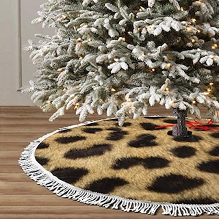 Foto 1 | Falda De Árbol De Navidad Ghygty Con Estampado Animal De Leopardo, 90 Cm - Venta Internacional.