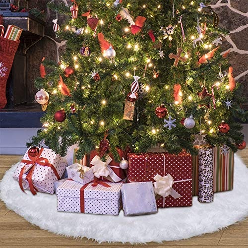 Falda Para Árbol De Navidad Ccinee, Piel Sintética Blanca De Felpa, 120 Cm - Venta Internacional. $618