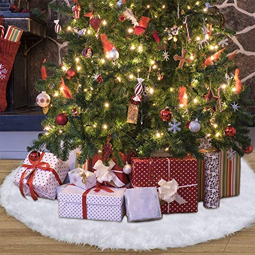 Foto 2 pulgar | Falda Para Árbol De Navidad Ccinee, Piel Sintética Blanca De Felpa, 120 Cm - Venta Internacional.