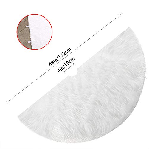 Foto 3 pulgar | Falda Para Árbol De Navidad Ccinee, Piel Sintética Blanca De Felpa, 120 Cm - Venta Internacional.