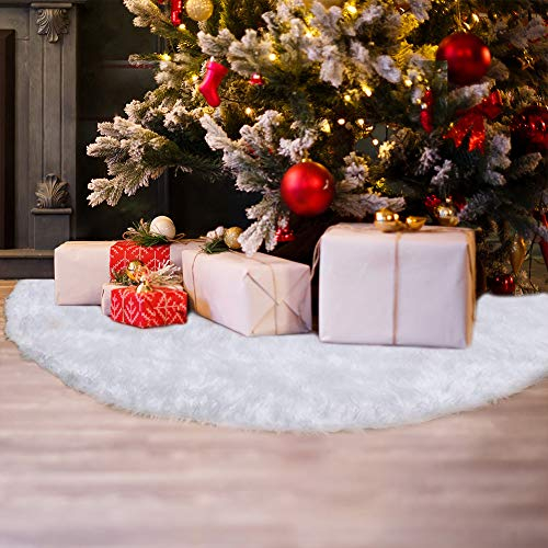 Foto 6 pulgar | Falda Para Árbol De Navidad Ccinee, Piel Sintética Blanca De Felpa, 120 Cm - Venta Internacional.